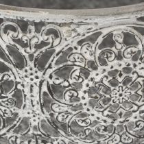 daiktų Dekoratyvinis metalinis dubuo, pilkai baltas raštas, Ø16/19,5/23,5 cm, 3 vnt. rinkinys