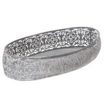 daiktų Dekoratyvinis metalinis dubuo, pilko rašto, ovalus, I36 cm / 33,5 cm, 2 vnt. rinkinys