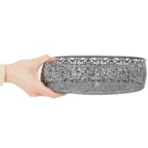 daiktų Dekoratyvinis metalinis dubenėlis, ovalo formos, pilkas, 25,5/29/34,5 cm, 3 vnt. rinkinys