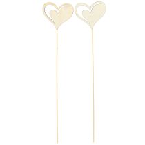 daiktų Dekoratyvinės kištukinės širdelės raudona balta medinė dekoracija 7,5×6,5cm 12 vnt