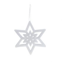 Dekoratyvinė žvaigždė balta, apsnigta 28cm L40cm 1vnt