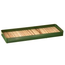 daiktų Dekoratyvinis padėklas metalinis, medinis, žalias, 35,5 × 11 × 3 cm, 2 vnt.