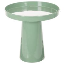 daiktų Dekoratyvinė metalinė lėkštė, žalia, apvaliu pagrindu, padėklas gėlių kompozicijoms, 20 cm