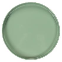 daiktų Dekoratyvinė metalinė lėkštė, žalia, apvaliu pagrindu, padėklas gėlių kompozicijoms, 20 cm