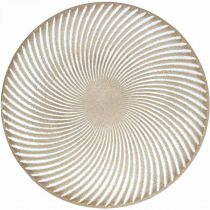 Dekoratyvinė lėkštė apvaliais baltais rudais grioveliais stalo apdaila Ø35cm H3cm