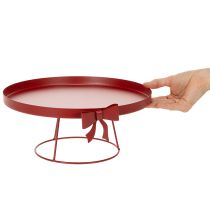 daiktų Dekoratyvinis padėklas ant stovo su metaliniu kaspinu, 30 cm, 2 dalių rinkinys