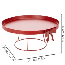 daiktų Dekoratyvinis padėklas ant stovo su metaliniu kaspinu, 30 cm, 2 dalių rinkinys