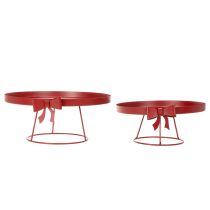daiktų Dekoratyvinis padėklas ant stovo su metaliniu kaspinu, 30 cm, 2 dalių rinkinys