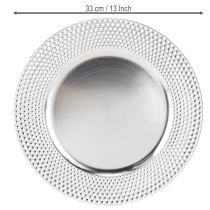 daiktų Dekoratyvinė lėkštė apvali plastikinė dekoratyvinė lėkštė sidabrinė Ø33cm