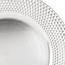 daiktų Dekoratyvinė lėkštė apvali plastikinė dekoratyvinė lėkštė sidabrinė Ø33cm