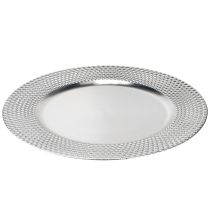 daiktų Dekoratyvinė lėkštė apvali plastikinė dekoratyvinė lėkštė sidabrinė Ø33cm