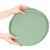 daiktų Apvali žalia dekoratyvinė lėkštė ant stovo stalo dekoravimui, 30 cm