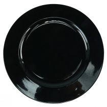 daiktų Dekoratyvinė lėkštė juoda plokščia blizgi plastikinė Ø28cm A2cm