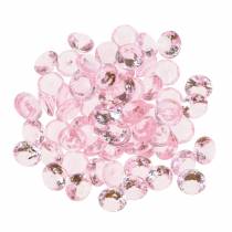 Dekoratyviniai akmenukai deimantas akrilas šviesiai rožinis Ø1.2cm 175g gimtadienio dekoravimui