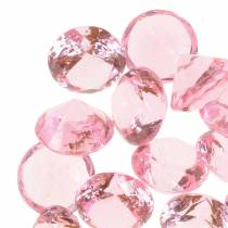Dekoratyviniai akmenukai deimantas akrilas šviesiai rožinis Ø1.8cm 150g sklaidos dekoracija stalui