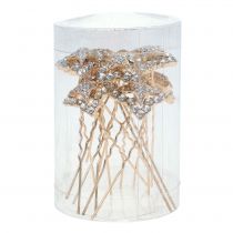 daiktų Deimantinė adata vestuvių dekoracija auksinė 7cm 9 vnt