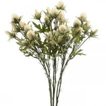 Dirbtinis erškėčio deko šakelės kremas 10 gėlių galvučių 68cm 3vnt