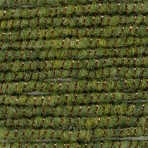 daiktų Žalia vilnonė virvelė su auksiniais siūlais, 5 m x 5 mm su viela, dekoravimui ir rankdarbiams