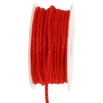 Vilnoniai siūlai su viela veltinio virvele žėručio raudona Ø5mm 33m