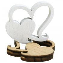 Dvigubos širdelės medžio, išsklaidytos dekoracijos vestuvinės širdelės B3cm 72 vnt