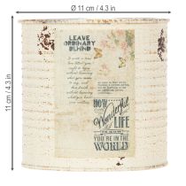 daiktų Skardinis vazonas kreminės spalvos metalinis „Shabby Chic“ Ø11 cm, aukštis 10,5 cm
