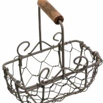 daiktų Mini vielinio krepšelio variantas su medine rankena, rūdžių ruda, H10,5–11,5 cm, 9 vnt.