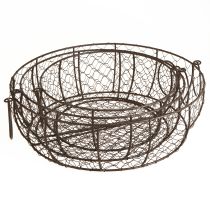 daiktų Vielinis krepšinio dubuo su rankena ruda Ø35/30/25 cm rinkinys iš 3