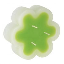 daiktų Trijų dagčių žvakė žalios baltos formos gėlė Ø11,5cm H4cm