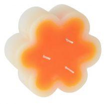 daiktų Trijų dagčių žvakė balta oranžinė gėlės formos Ø11,5cm H4cm