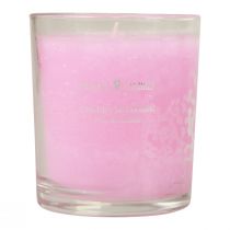 Kvapi žvakė stiklinėje kvapni vyšnių žiedų žvakė rožinė H8cm
