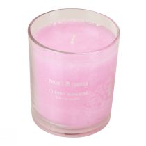 Kvapi žvakė stiklinėje kvapni vyšnių žiedų žvakė rožinė H8cm