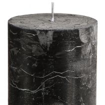 daiktų Juodos kolonėlės žvakės, vientisos spalvos, 70 × 120 mm, 4 vnt. rinkinys - Kaimiško stiliaus dekoratyvinės žvakės stilingai stalo dekoracijai ir aplinkai.