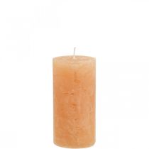 Vienspalvės žvakės Oranžinės persikų stulpinės žvakės 50×100mm 4vnt