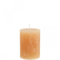 Vienspalvės žvakės Oranžinės Persikų stulpinės žvakės 60×80mm 4vnt