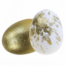 Putų polistirolo kiaušiniai Putų polistirolo velykiniai kiaušiniai balto aukso dekoracija 5cm 12vnt