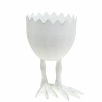 Kiaušinio lukšto vazonas su kojelėmis Ø13cm H21cm baltas