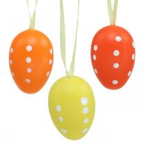 daiktų Mini Velykinis margutis pakabinimui taškuotas geltonas, raudonas, oranžinis H4cm 24 vnt