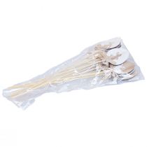 daiktų Gėlių kamštis Velykų puošmena medinis margutis su zuikučiu naturalus 5×7cm 12 vnt