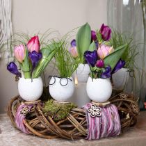 Kiaušinis su akiniais dekoratyvinė vaza balta Velykų puošmena Ø7,5cm H9cm 6 vnt