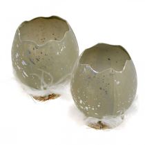 daiktų Kiaušinis dekoravimui, Velykos, deko kiaušinio pusė, pavasarinė puošmena Ø8cm H10cm pilka, sidabrinė 4vnt.