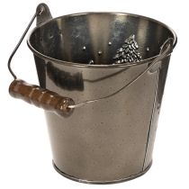 daiktų Dekoratyvinis kibiras su eglėmis ir medine rankena, 13 cm