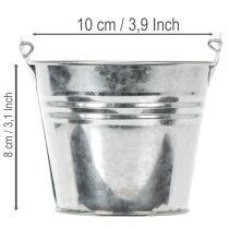 daiktų Kibirai Ø10cm H8cm 10 vnt. Cinko spalvos, blizgūs