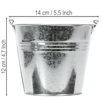 daiktų Kibirai Ø14cm A12cm 6 vnt. Cinko spalvos, blizgūs