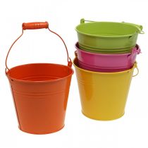 daiktų Kibiras augalų vazonas metalinis dekoratyvinis kibiras spalvingos spalvos Ø14cm H12cm 6 vnt