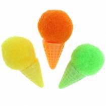 daiktų Ledai vafliniame dirbtiniame žalia, geltona, oranžine asorti 3,5cm 18 vnt.