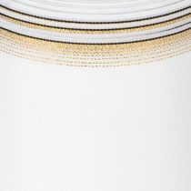 daiktų Elegantiška Moaré vainiko juostelė, 125 mm, balta su auksiniu apvadu - Aukštos kokybės dekoratyvinė juostelė floristikai ir šventėms