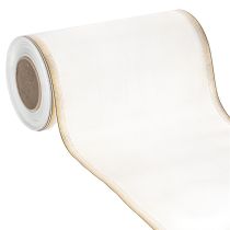 daiktų Elegantiška muaro vainiko juostelė, 200 mm, balta su auksiniu perlų kraštu ir specialiu apdailu, 25 m - Puikiai tinka dekoracijoms ir šventėms