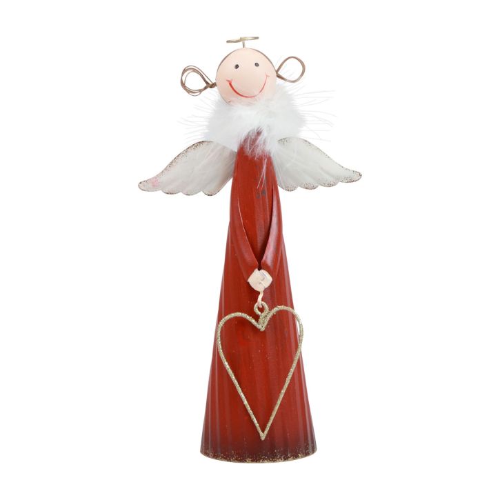 Angelas dekoratyvinis metalinis stalo papuošimas Kalėdų figūrėlė raudona 10,5×4,5×20cm