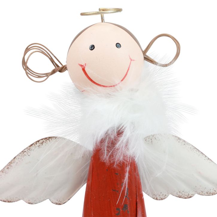 daiktų Angelas dekoratyvinis metalinis stalo papuošimas Kalėdų figūrėlė raudona 10,5×4,5×20cm