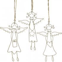 Angelų pakabukas Kalėdų angelo vielos figūrėlės auksinės 15cm 6vnt